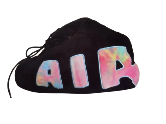 Fluffy Black and Pink Air Sneaker Slippers