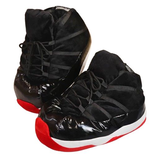 Fluffy Black Slippers Basketball