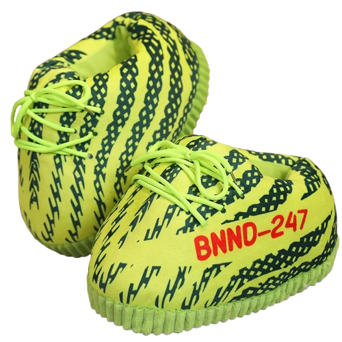 Fluffy Green Sneaker Slippers