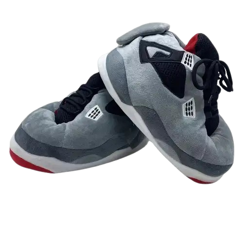 Fluffy Grey Slippers Basketball