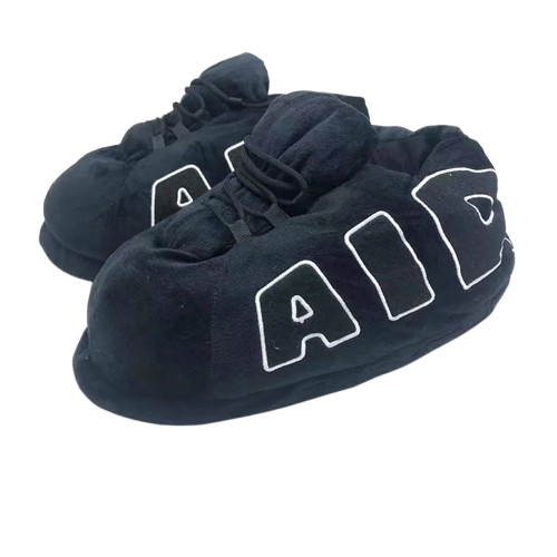 Fluffy Black Air Sneaker Slippers