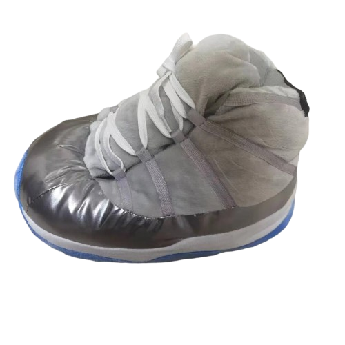 Fluffy Grey Slippers Basketball