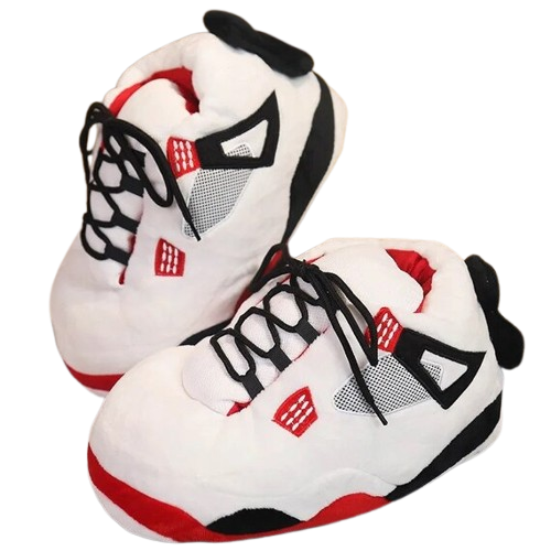 Fluffy White Red Slippers Basketball